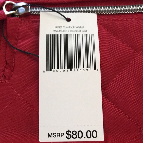 NWT Vera Bradley Red Twill RFID Turnlock Wallet - Picture 4 of 4